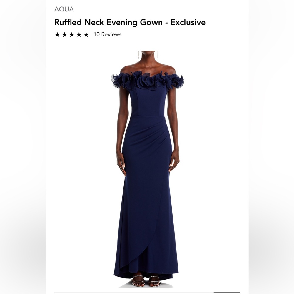 Ruffled Neck Evening Gown - Exclusive